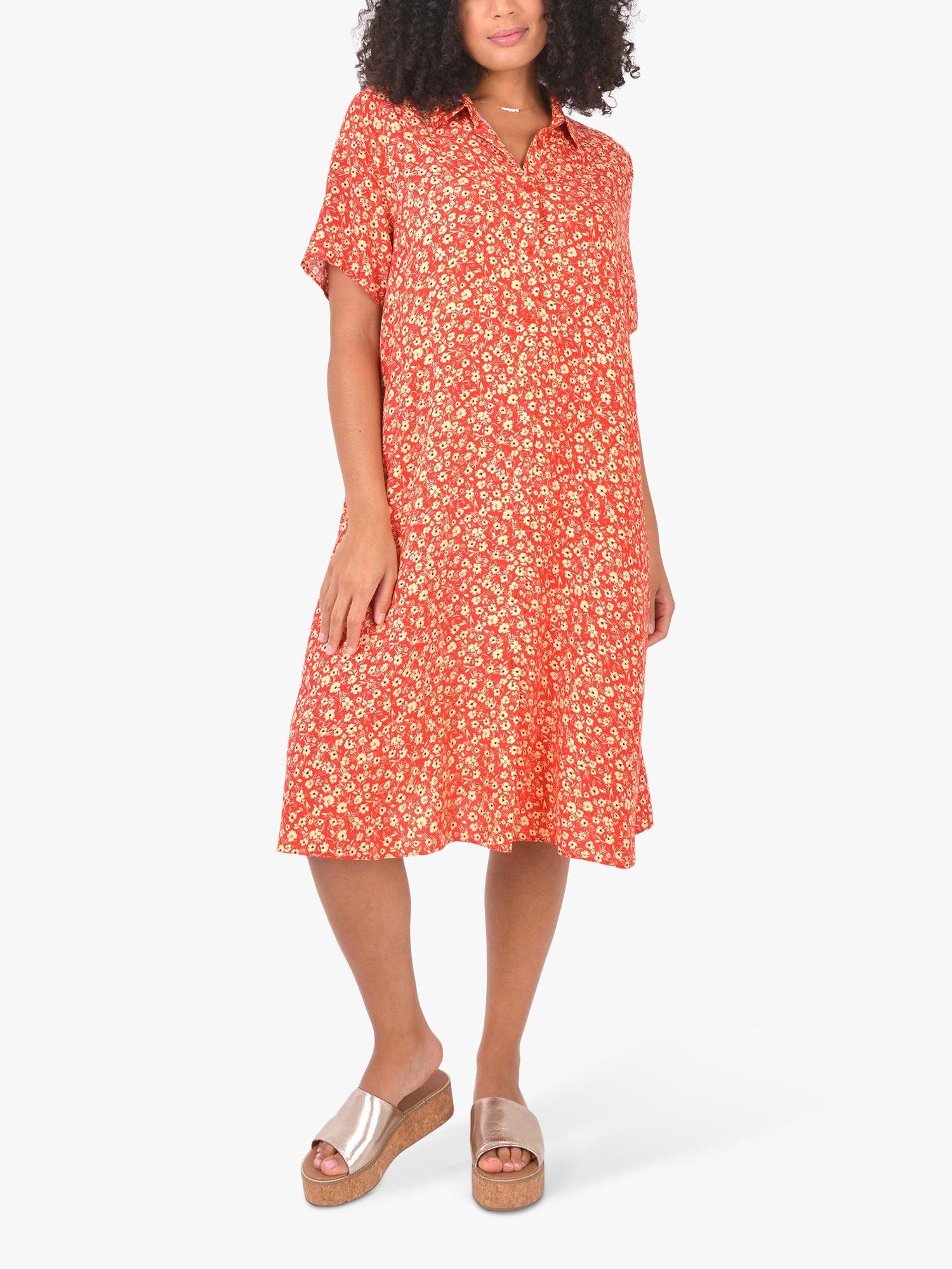 LIVE by Live Unlimited Ditsy Midi Shirt Dress, Red/Multi