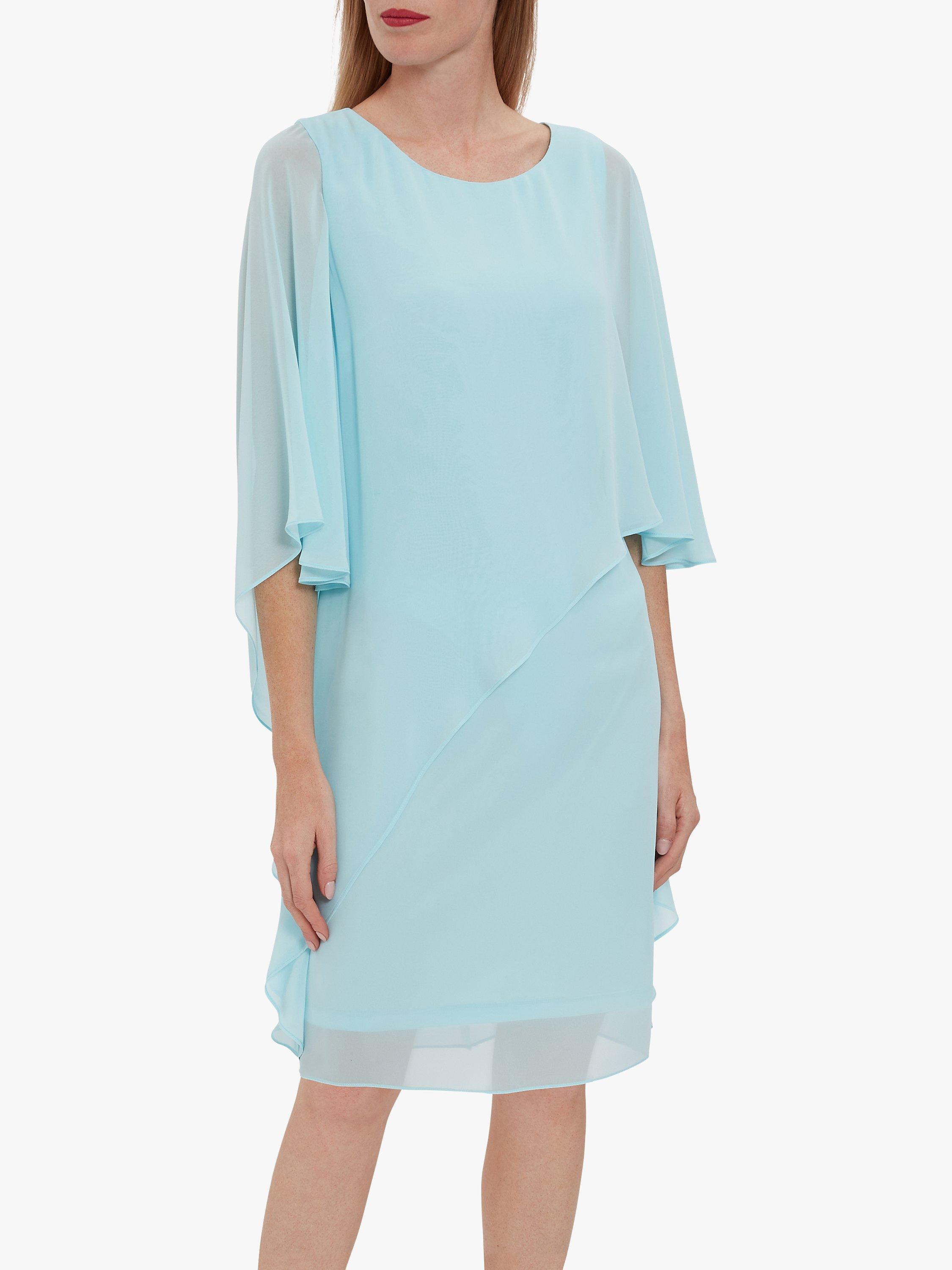 Gina Bacconi Lariah Chiffon Overlay Shift Dress, Ice Blue