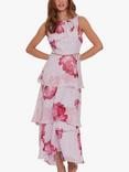 Gina Bacconi Lilaina Floral Ruffle Maxi Dress, Pink/Multi