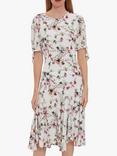 Gina Bacconi Dita Floral Jacquard Midi Dress, White/Pink