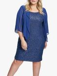 Gina Bacconi Plus Size Onika Embellished Cape Dress, Cornflower