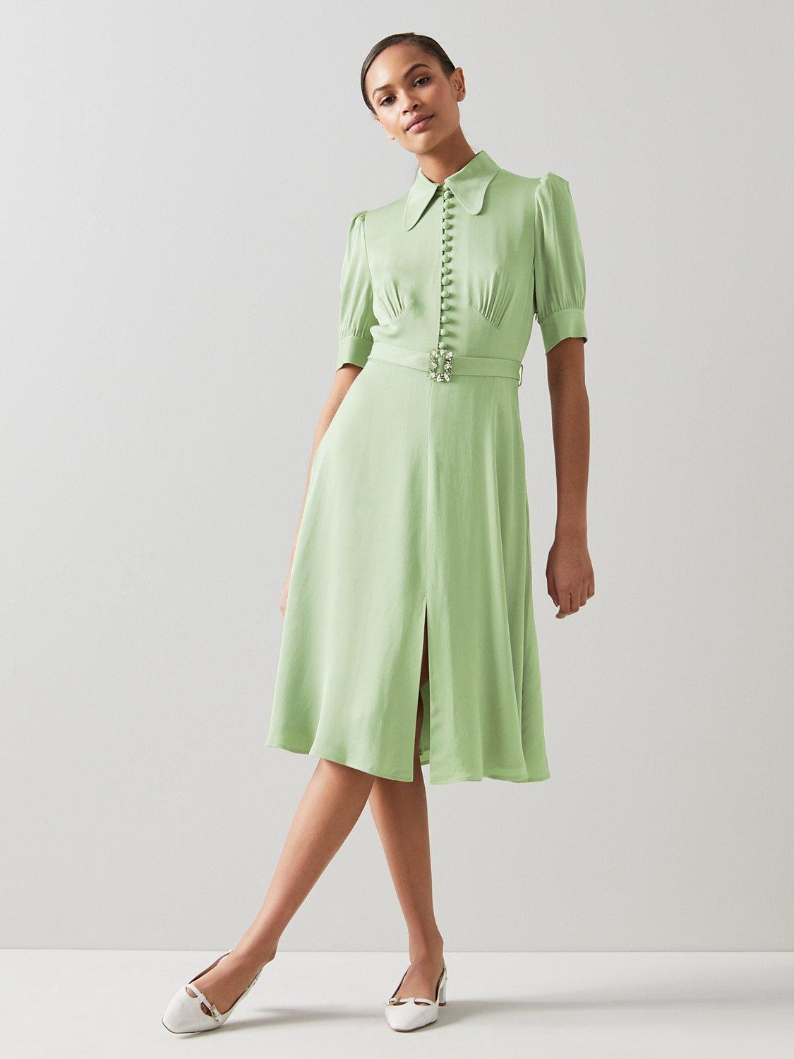 L.K.Bennett Amor Satin Crepe Crystal Belt Dress