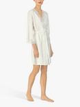 Lauren Ralph Lauren Lace Detail Signature Satin Kimono Robe, Ivory