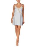 Lauren Ralph Lauren Lace Trim Signature Satin Chemise, Blue
