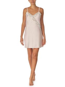 Lauren Ralph Lauren Lace Trim Signature Satin Chemise, Pink
