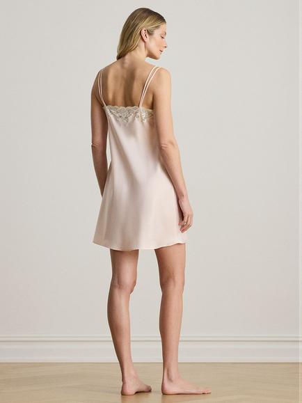 Lauren Ralph Lauren Lace Trim Signature Satin Chemise - view 2, Pink