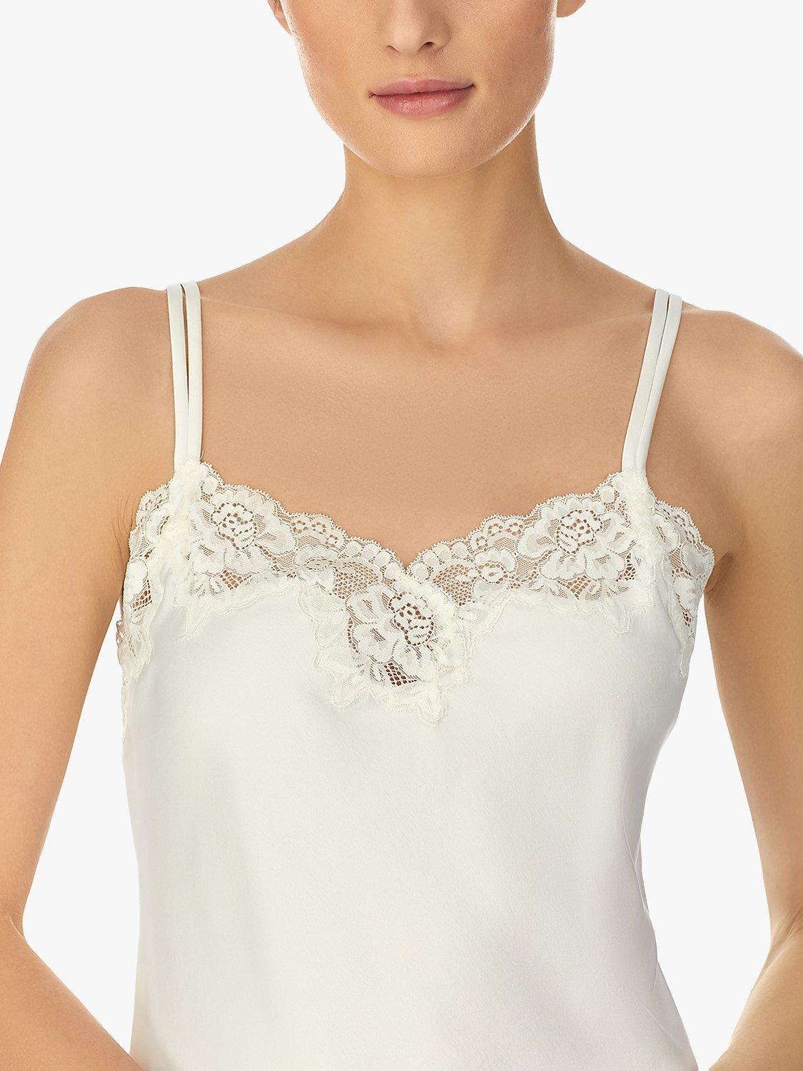 Product image 3 of 5, which shows Lauren Ralph Lauren Lace Satin Cami Pyjama Set, Ivory, XS