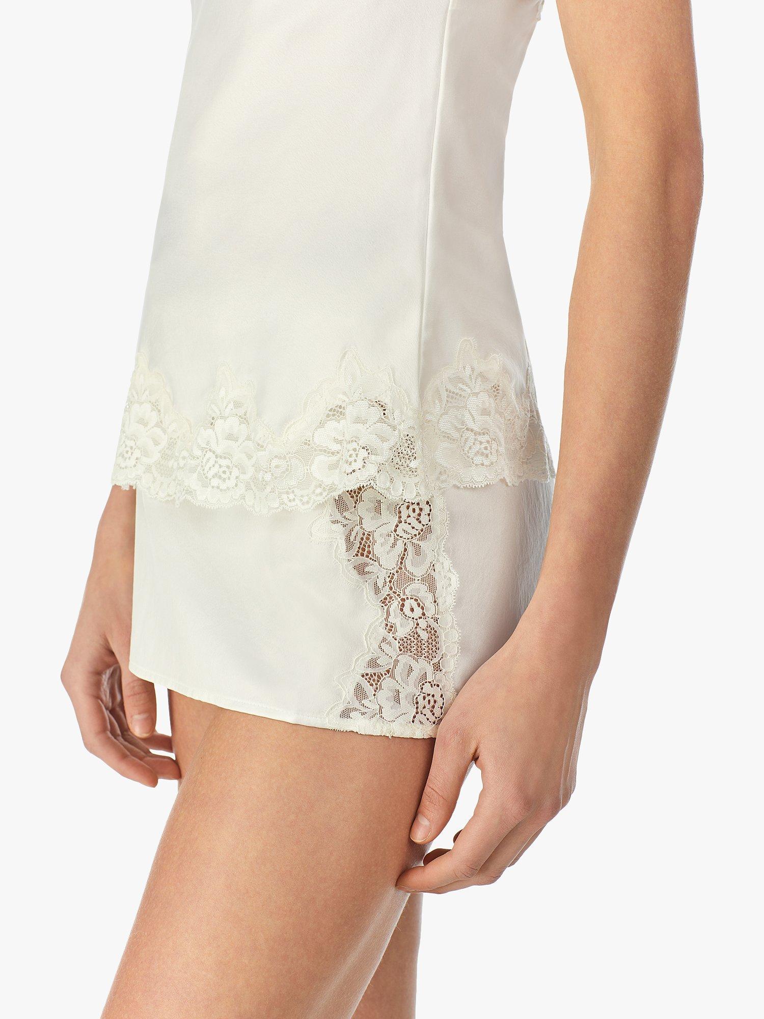 Product image 5 of 5, which shows Lauren Ralph Lauren Lace Satin Cami Pyjama Set, Ivory, XS