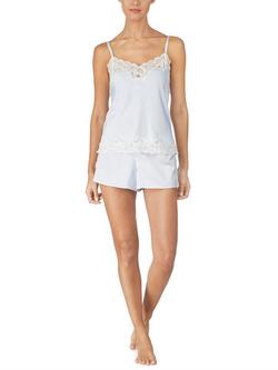 Lauren Ralph Lauren Lace Satin Cami Pyjama Set, Blue