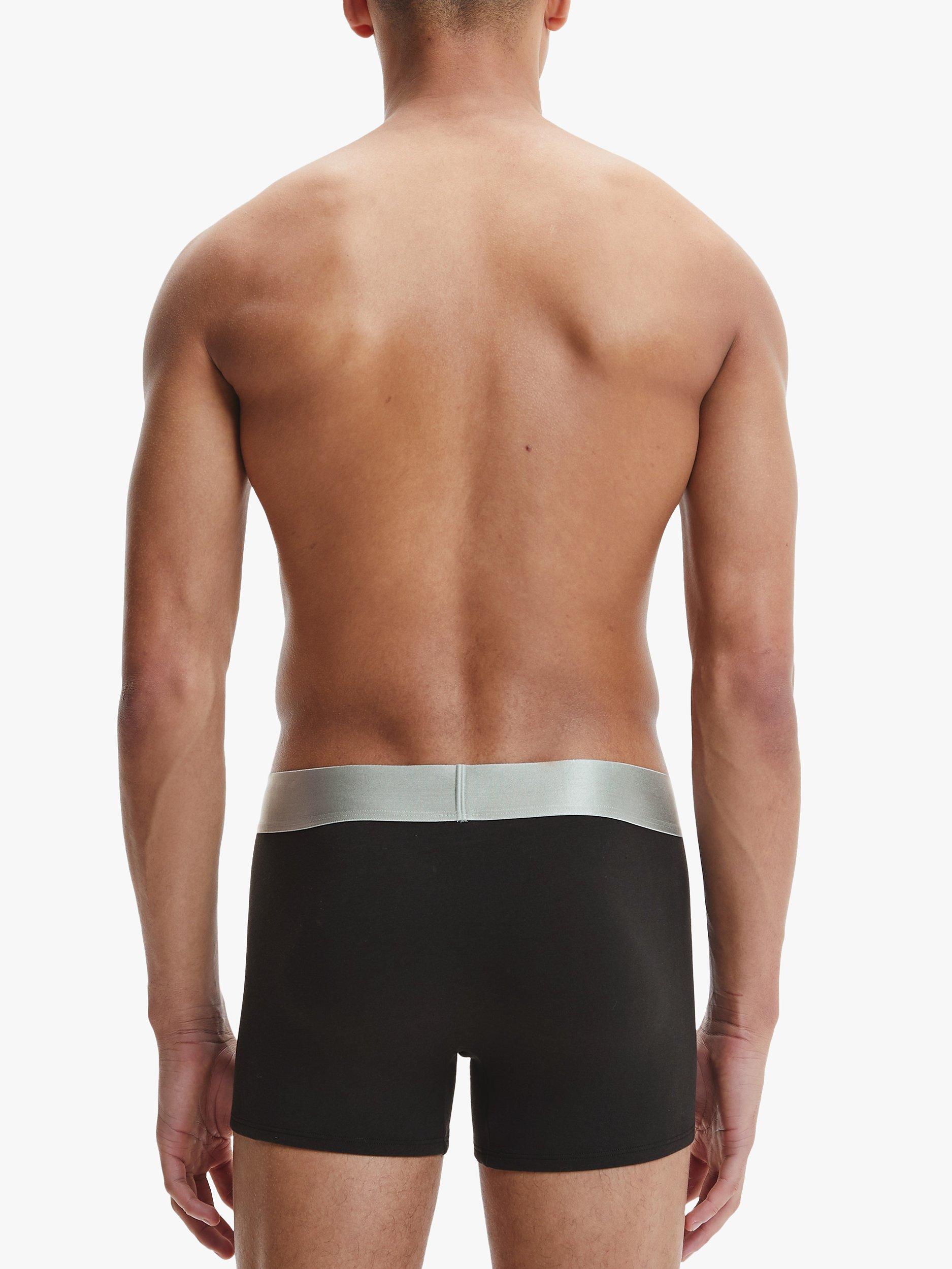 Product image 2 of 6, which shows Calvin Klein Steel Cotton Trunks, Pack of 3, Black, XS