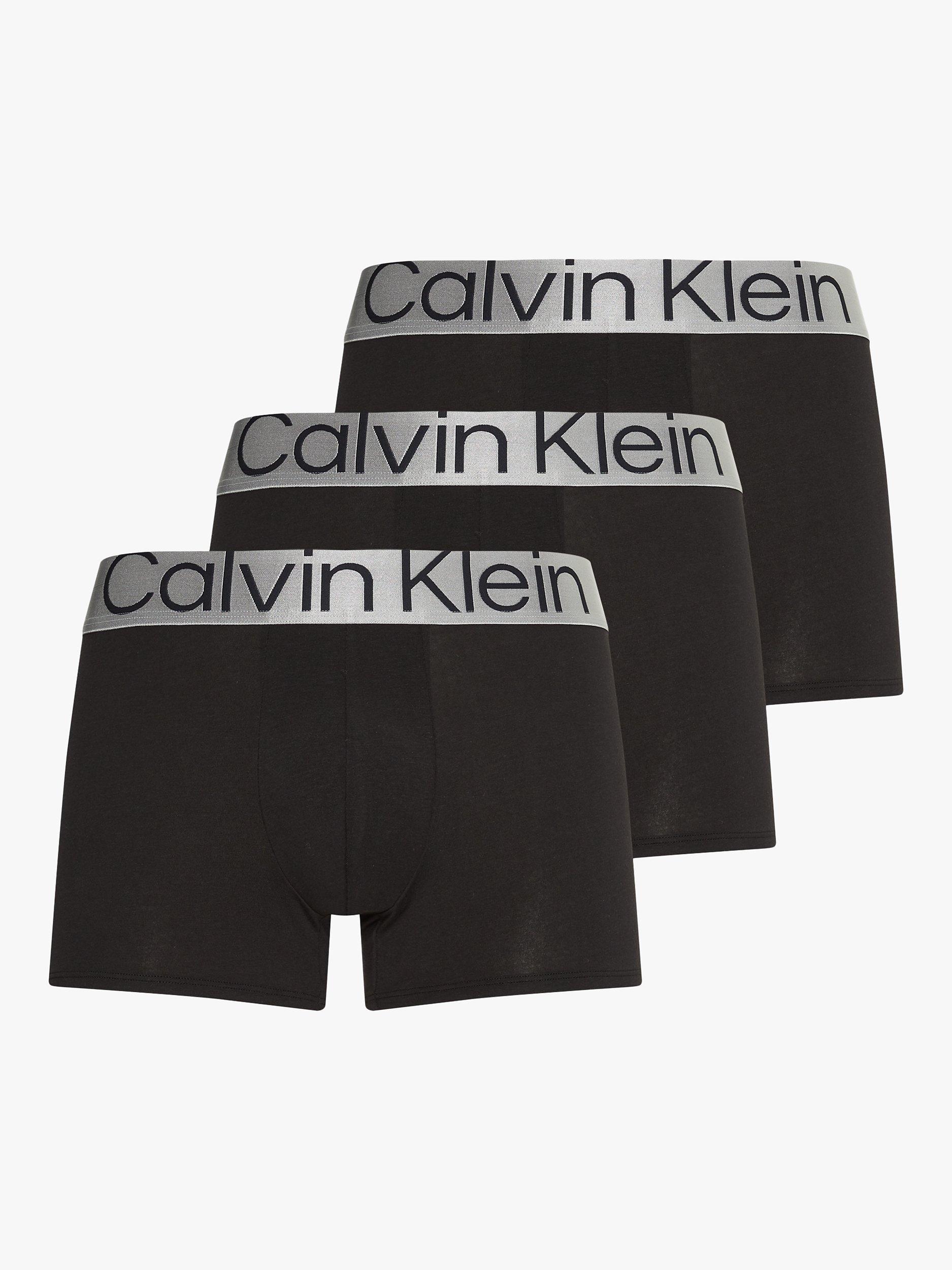 Product image 3 of 6, which shows Calvin Klein Steel Cotton Trunks, Pack of 3, Black, XS