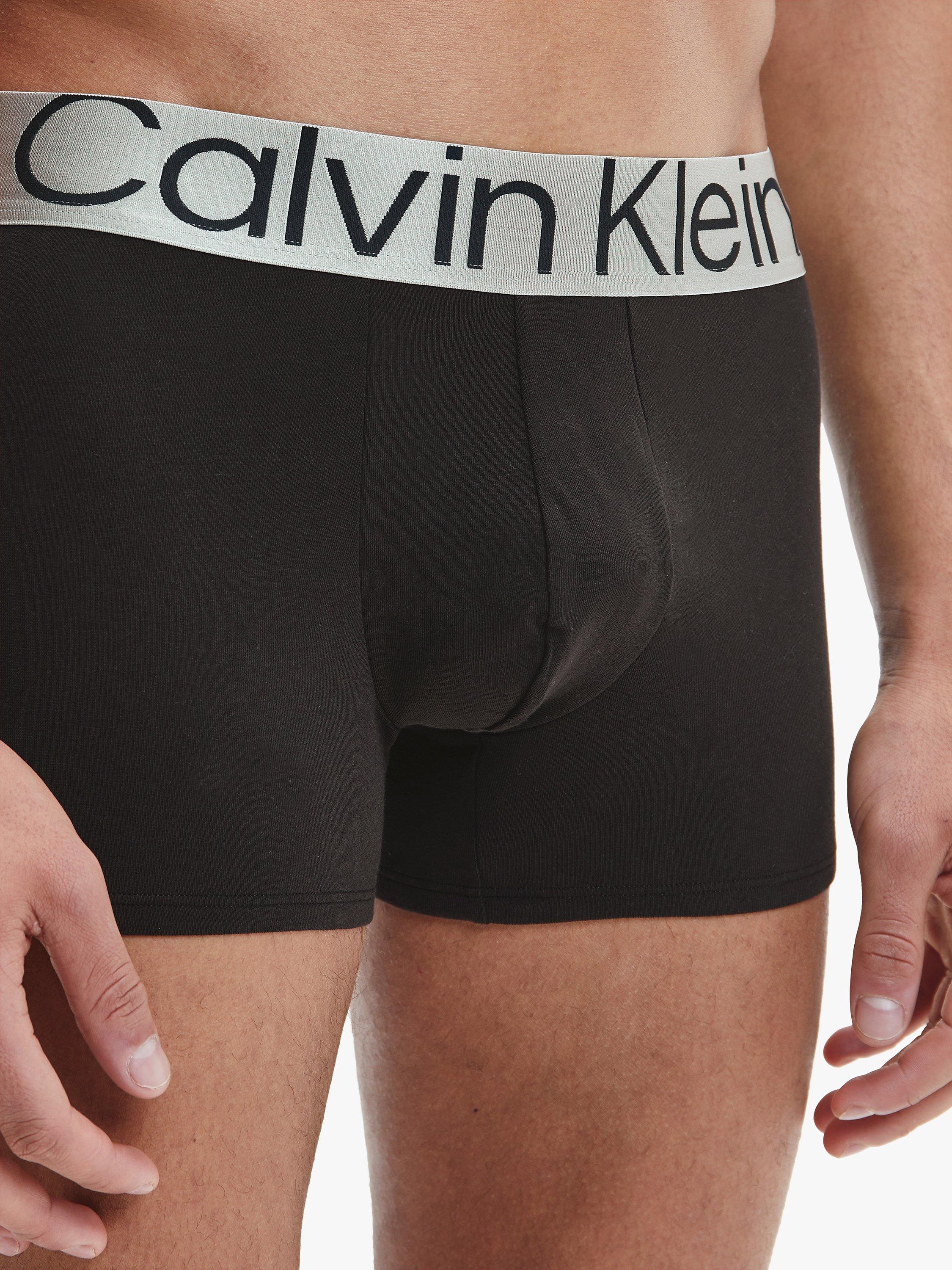 Product image 5 of 6, which shows Calvin Klein Steel Cotton Trunks, Pack of 3, Black, XS