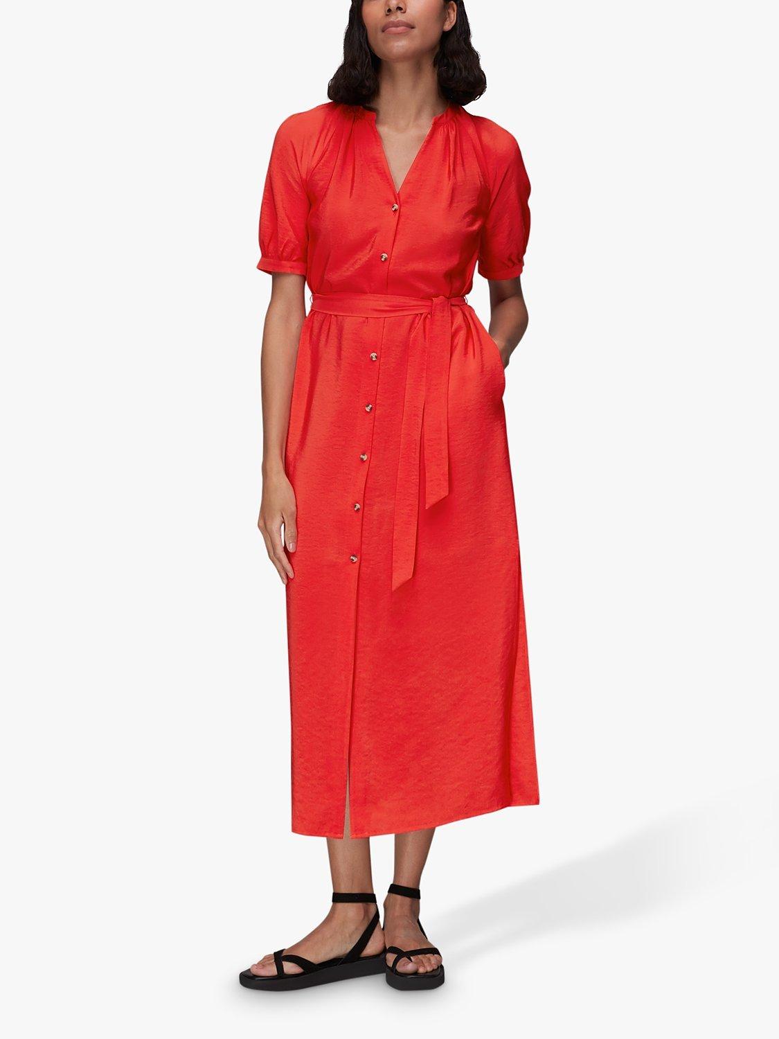 Product image 1 of 8, which shows Whistles Olivia Midi Dress, Red, 6