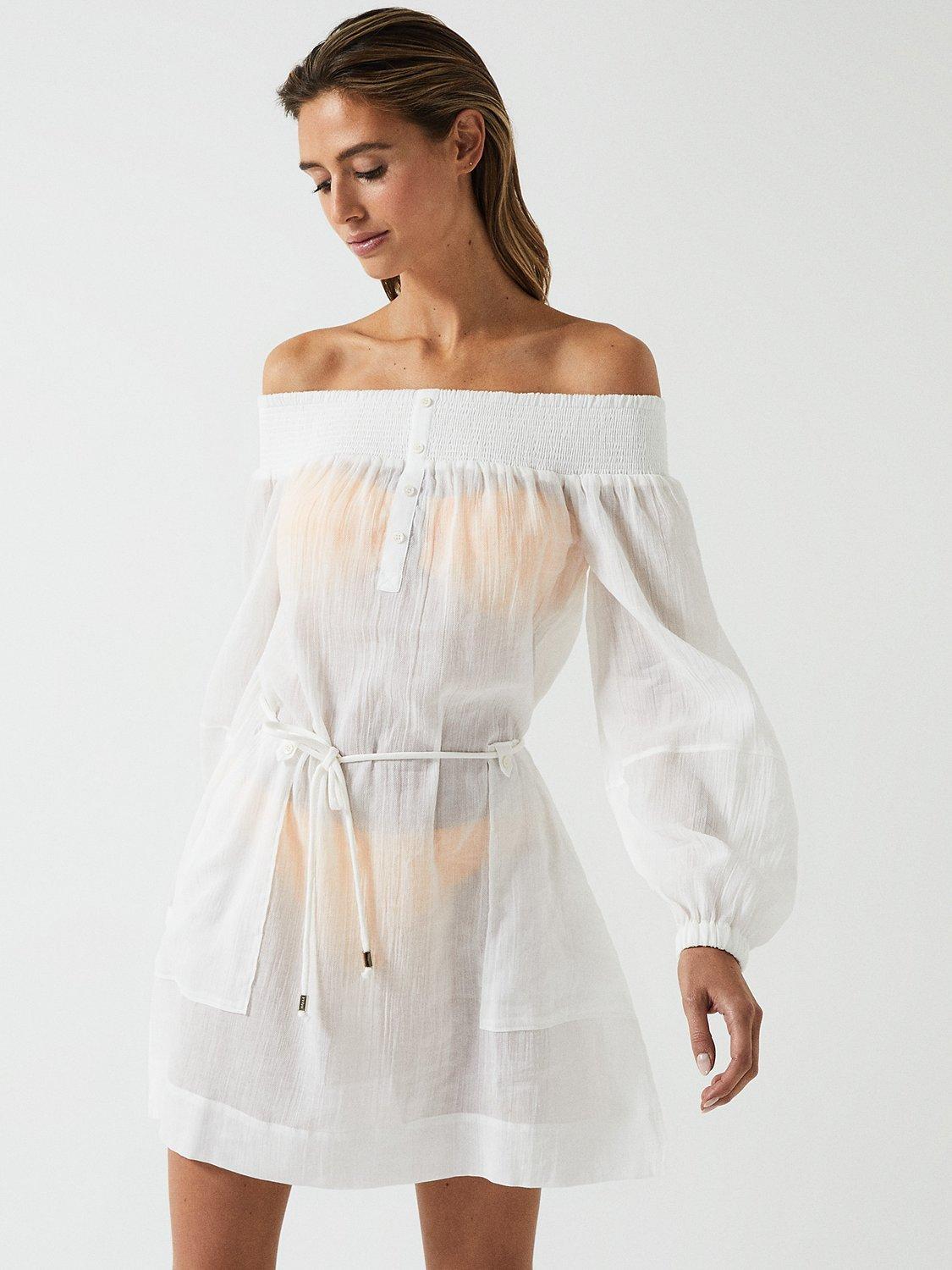 Reiss Hartley Cover Up Beach Mini Dress, White