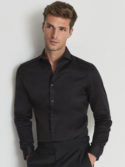 Reiss Storm Cotton Twill Slim Fit Shirt, Black
