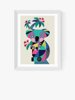 EAST END PRINTS Rachel Lee 'Baby Koala with Mum' Framed Print, White Frame