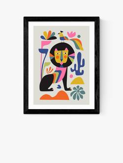EAST END PRINTS Rachel Lee 'Black Lion' Framed Print, Black Frame