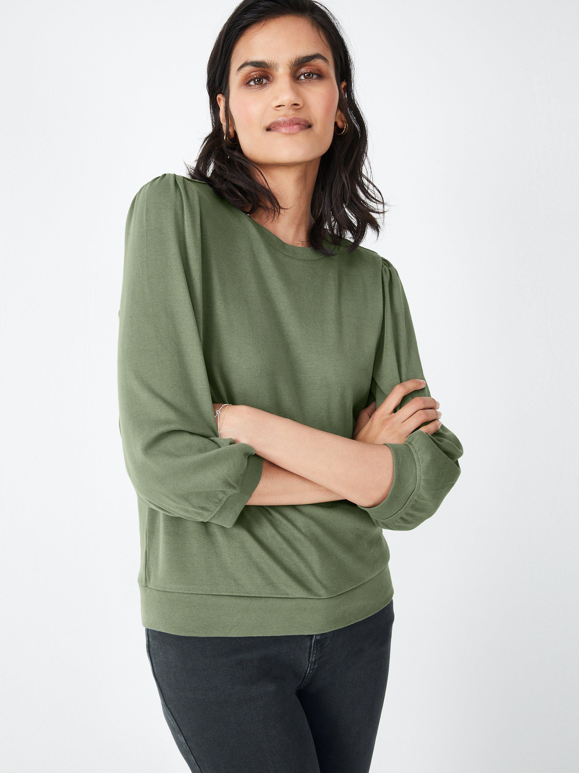 HUSH Mimi Puff Sleeve Top, Khaki