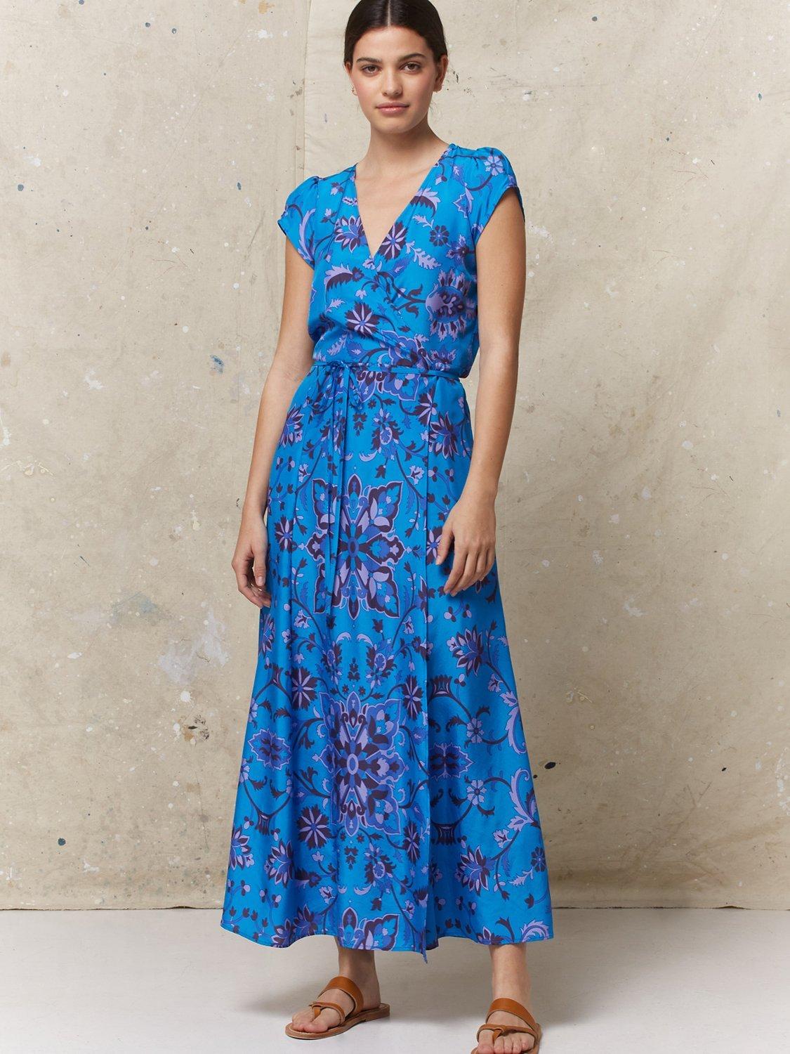 Gerard Darel Milla Silk Maxi Dress, Blue