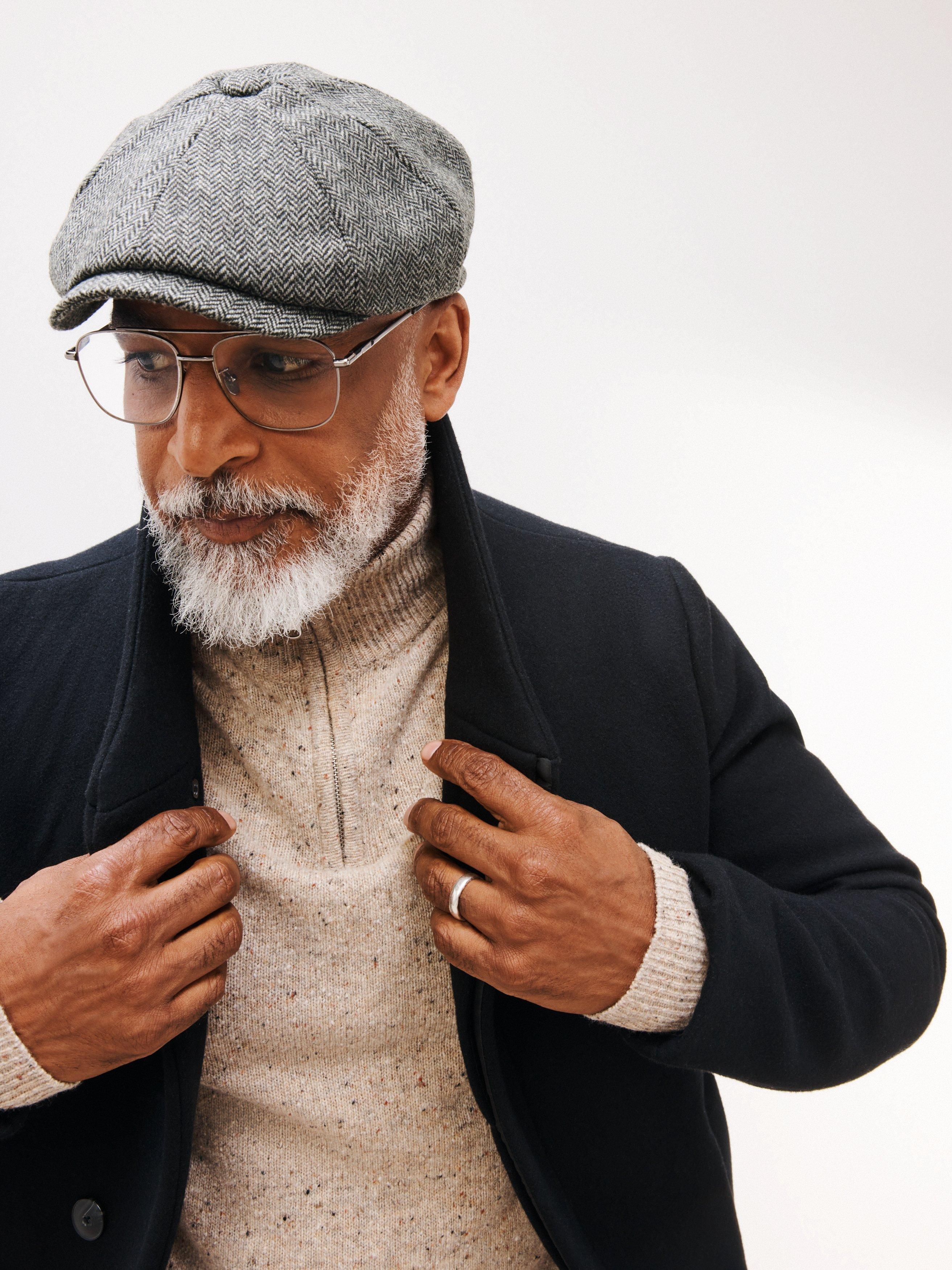 John Lewis Herringbone Bakerboy Cap, Grey