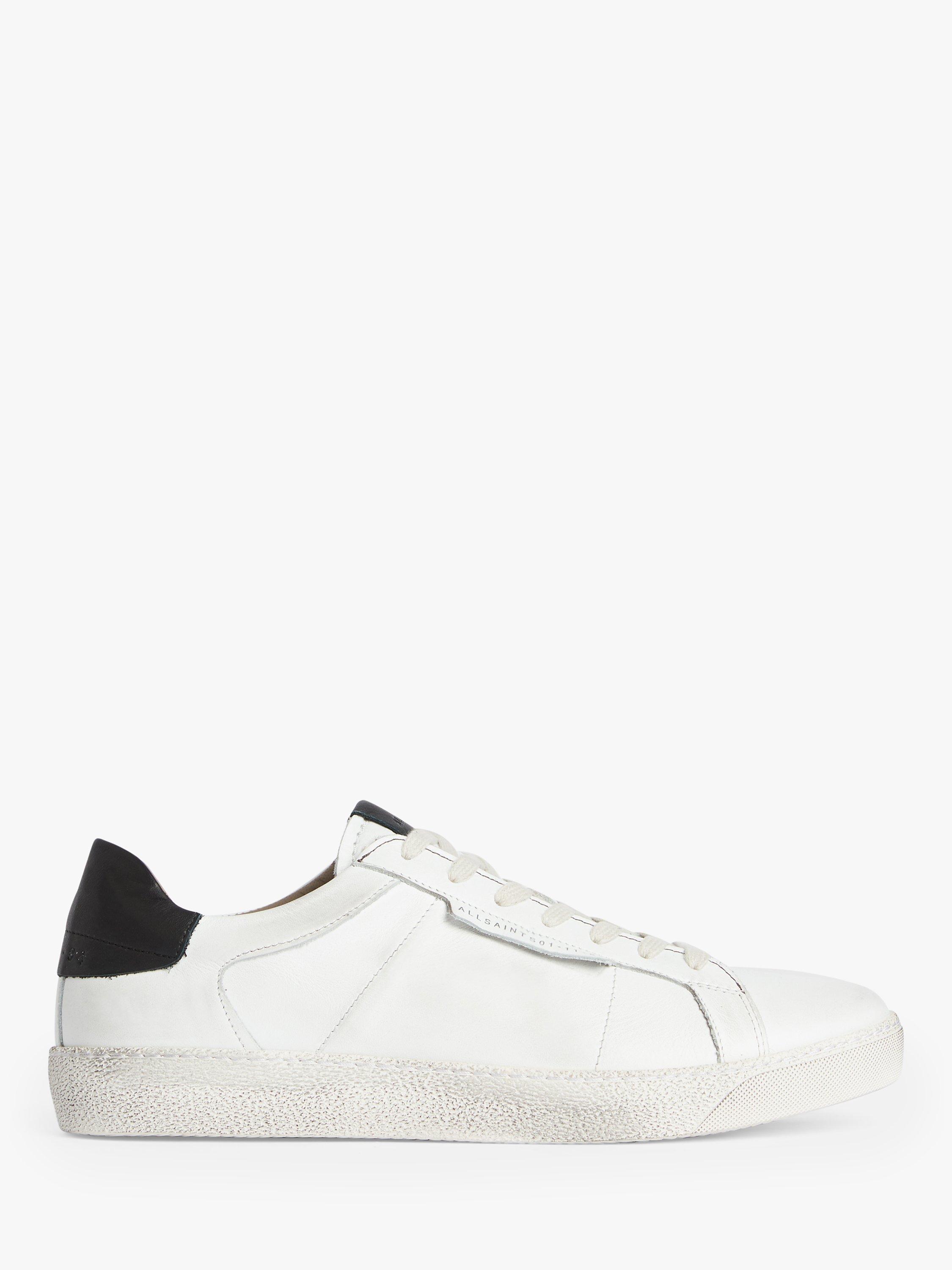 AllSaints Sheer Leather Lace Up Trainers, Chalk White