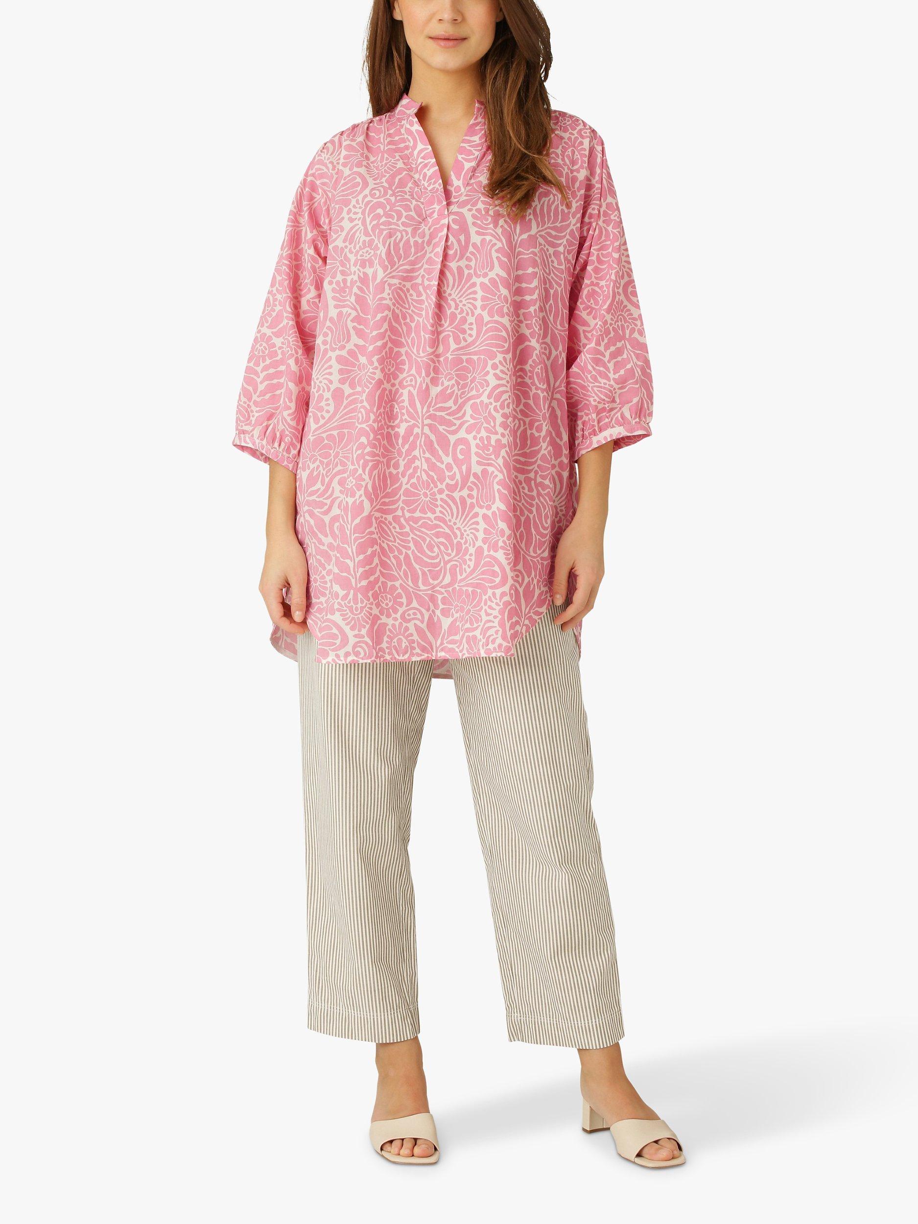 Noa Noa Ballad Floral Print Cotton Tunic Top, Rose/Off White