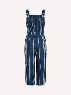 Monsoon Kids' Stripe Linen Blend Jumpsuit - view 2, Navy