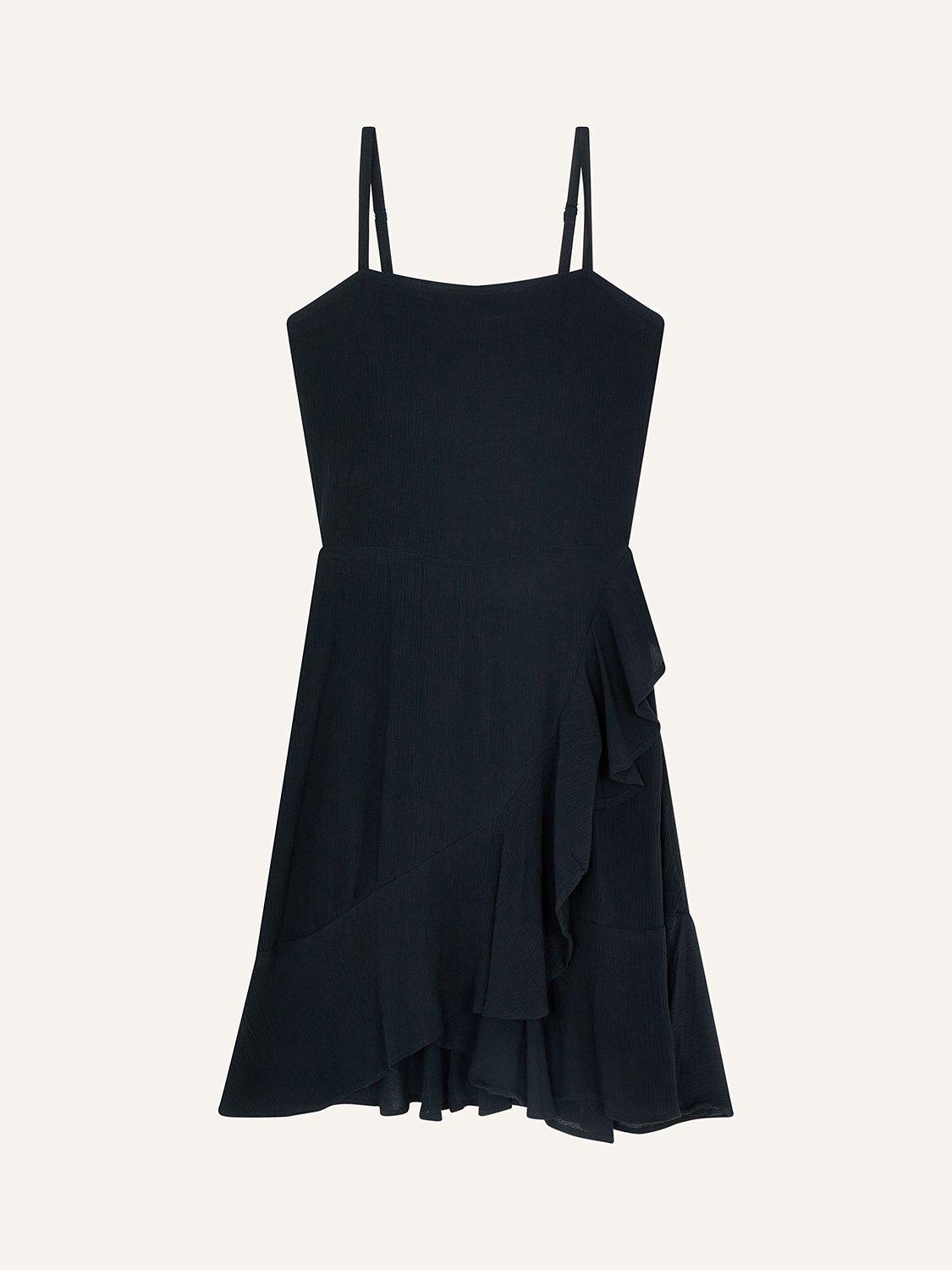 Monsoon Kids' Frill Front Mini Dress, Black