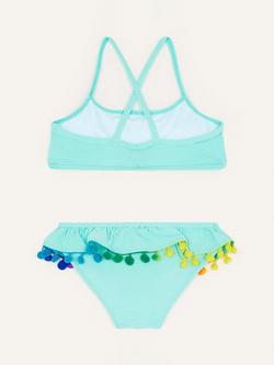 Monsoon Kids' Pom Pom Bikini Set, Turquoise - view 2, Turquoise