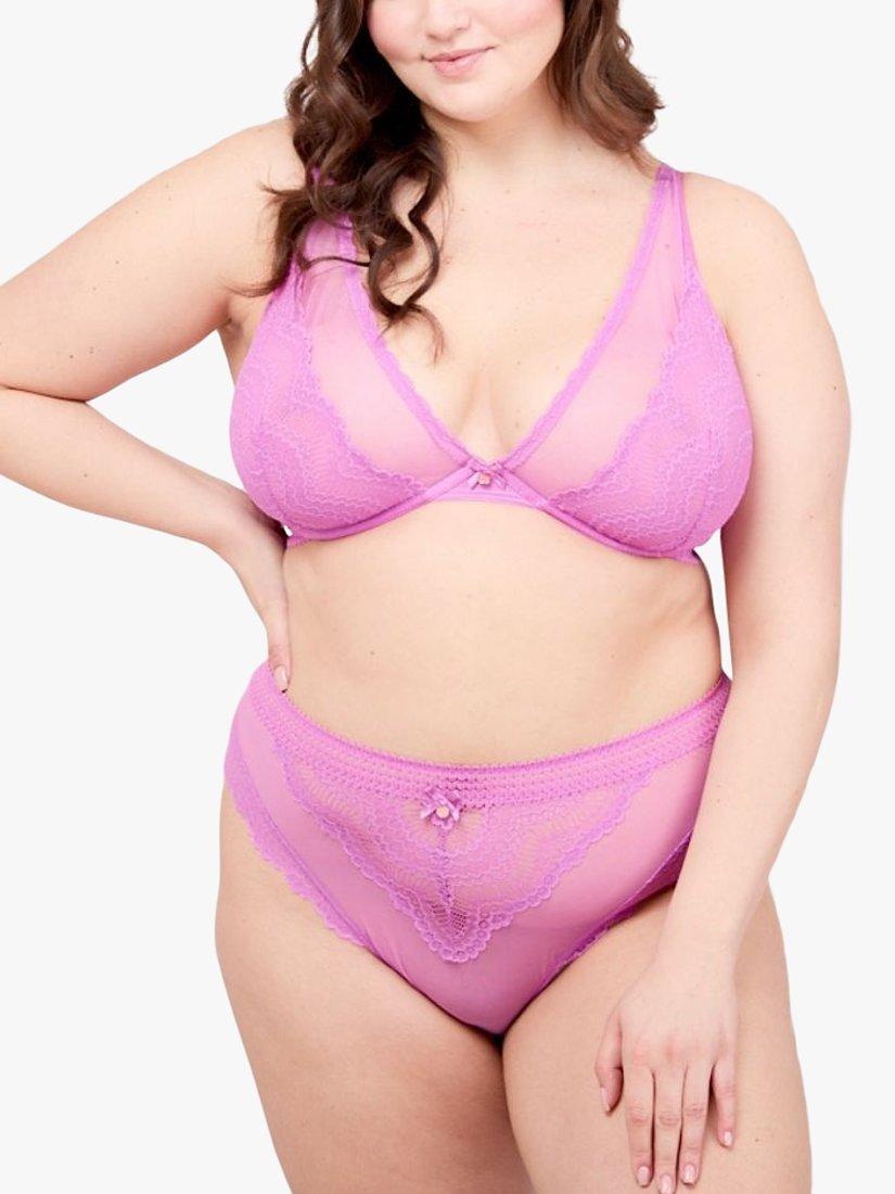Product image 3 of 4, which shows Oola Lingerie Zig Zag Lace Bra, Violet, 40DD