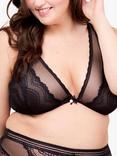 Oola Lingerie Zig Zag Lace Underwired Bra, Black