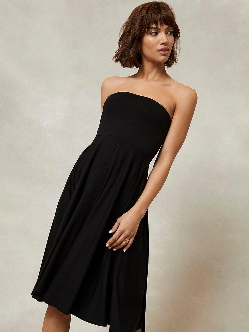 Mint Velvet Bandeau Bodice Jersey Midi Dress, Black