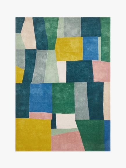 John Lewis Recycled PET Colour Block Stripe Rug, Multi, Multi