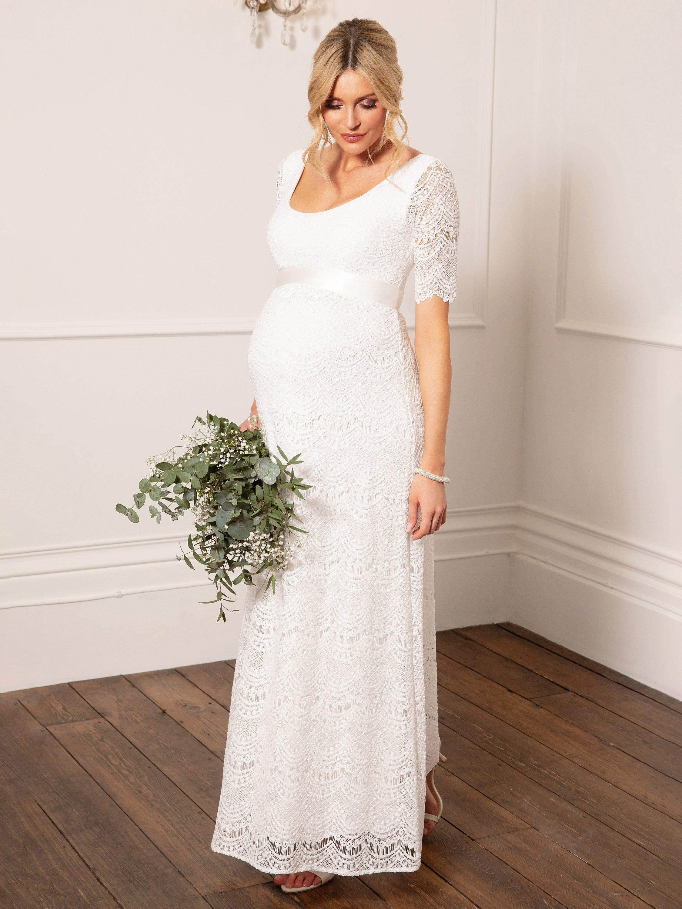 Tiffany Rose Verona Maternity Floral Lace Wedding Dress Ivory