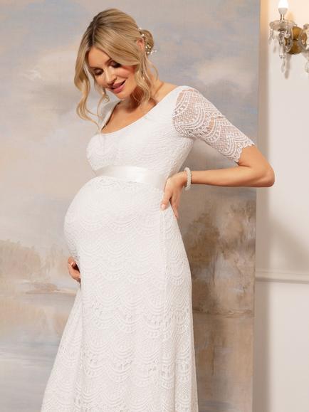 Tiffany Rose Verona Maternity Floral Lace Wedding Dress - view 2, Ivory