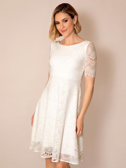 Alie Street Evie Lace Knee Length Wedding Dress, Ivory1