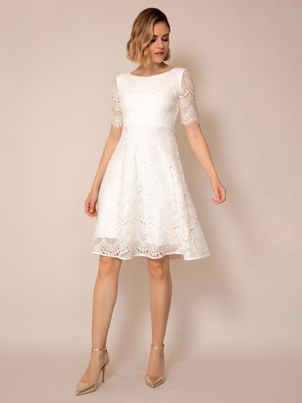 Alie Street Evie Lace Knee Length Wedding Dress - view 2, Ivory1