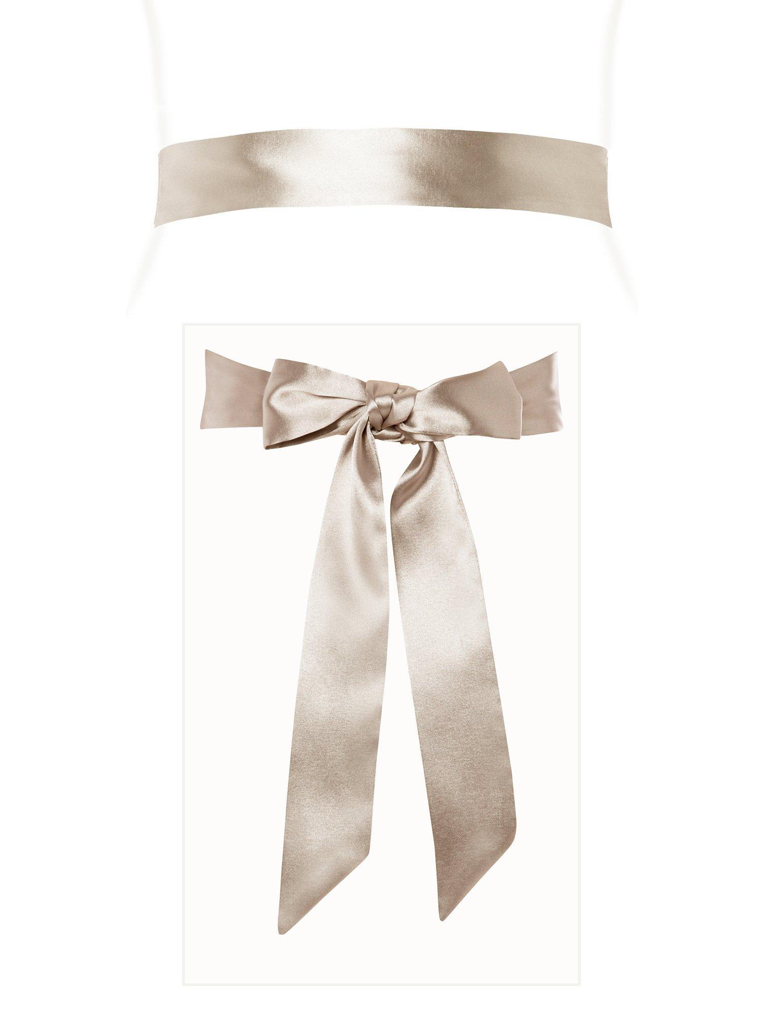 Product image 1 of 1, which shows Alie Street Soft Satin Slim Sash, Oyster