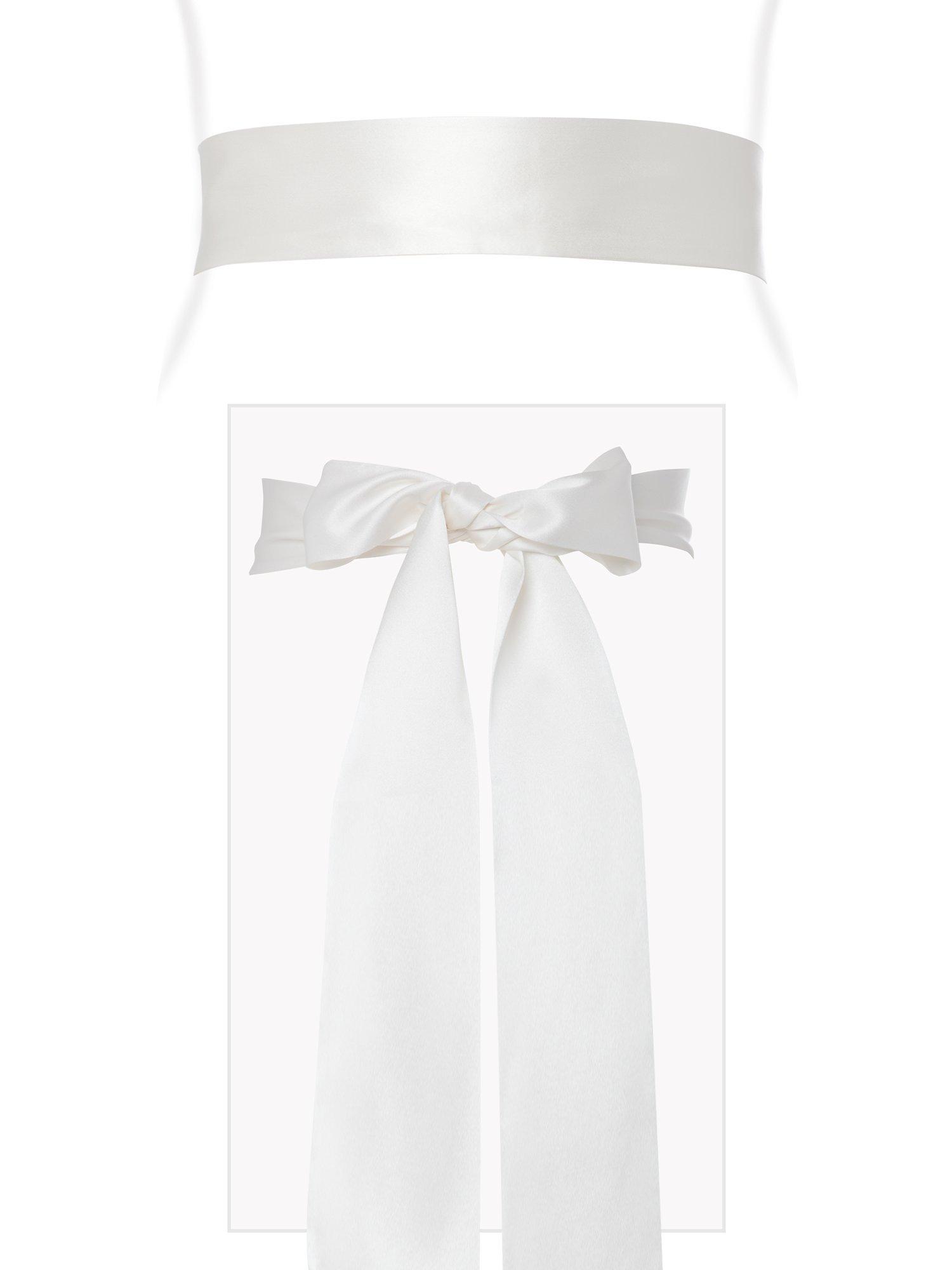 Alie Street Faux Silk Long Sash, Ivory