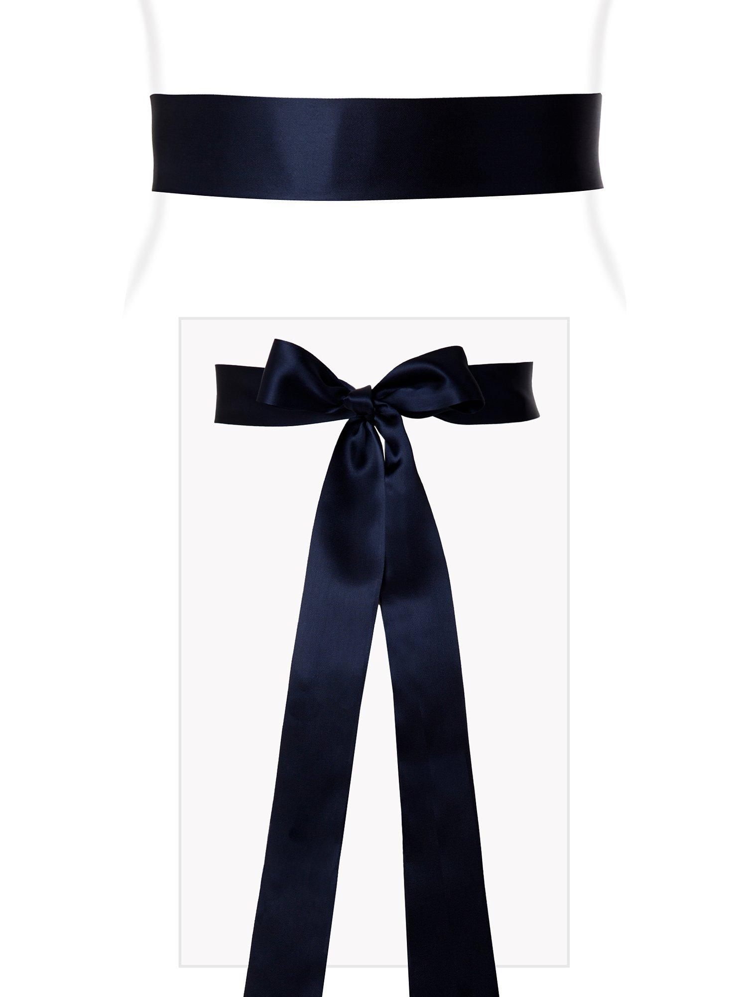 Alie Street Soft Satin Long Sash, Midnight Blue