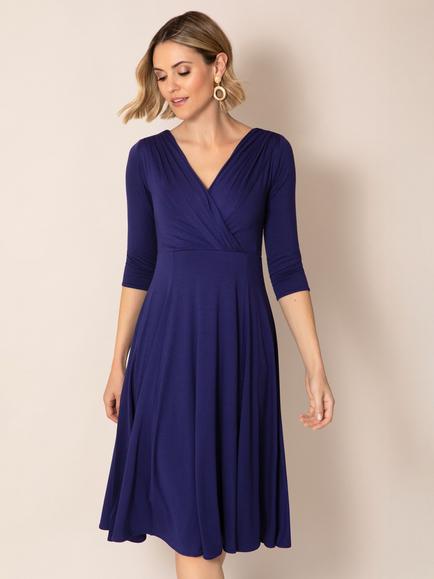 Alie Street Annie Wrap Over Bodice Midi Dress, Eclipse Blue