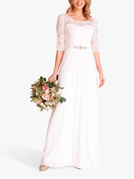 Alie Street Adrianna Floral Lace Bodice Wedding Dress, Belt Sold Separately - view 2, Ivory