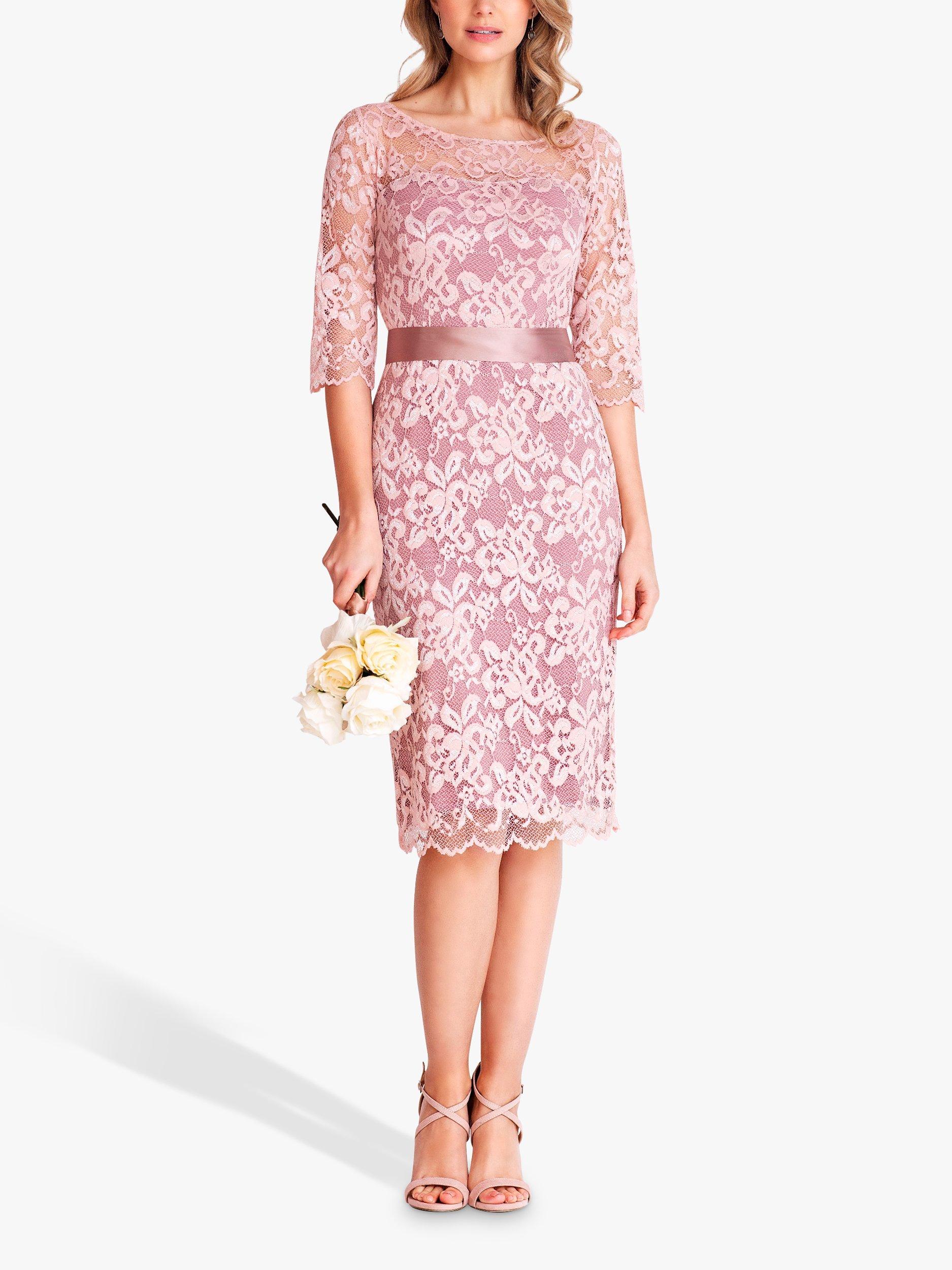 Product image 5 of 5, which shows Alie Street Lila Floral Lace Shift Dress, Vintage Rose, 16-18