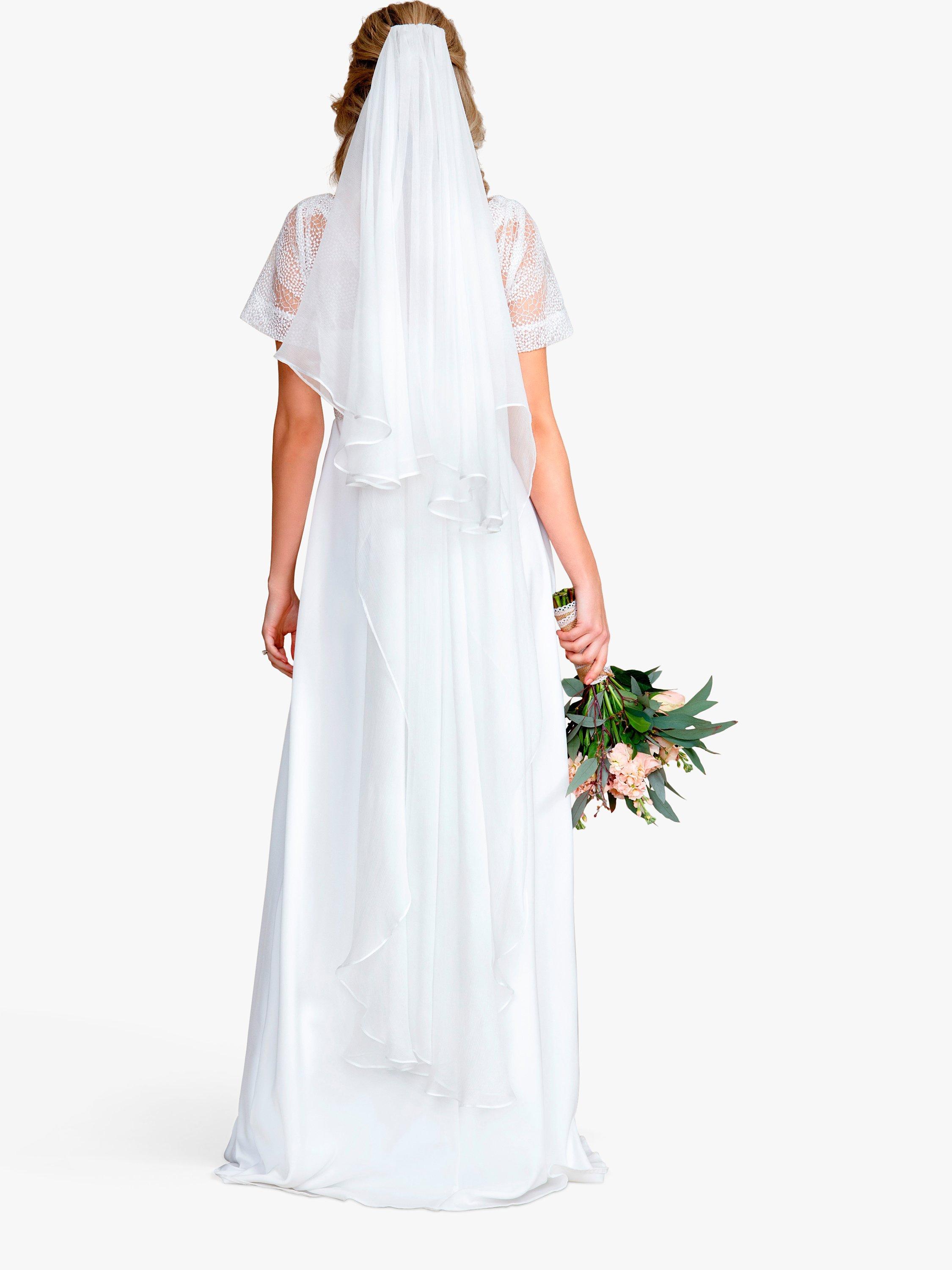 Product image 1 of 2, which shows Alie Street Silk Long Wedding Veil, Ivory