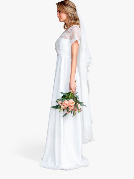 Alie Street Silk Long Wedding Veil, Ivory - view 2, Ivory