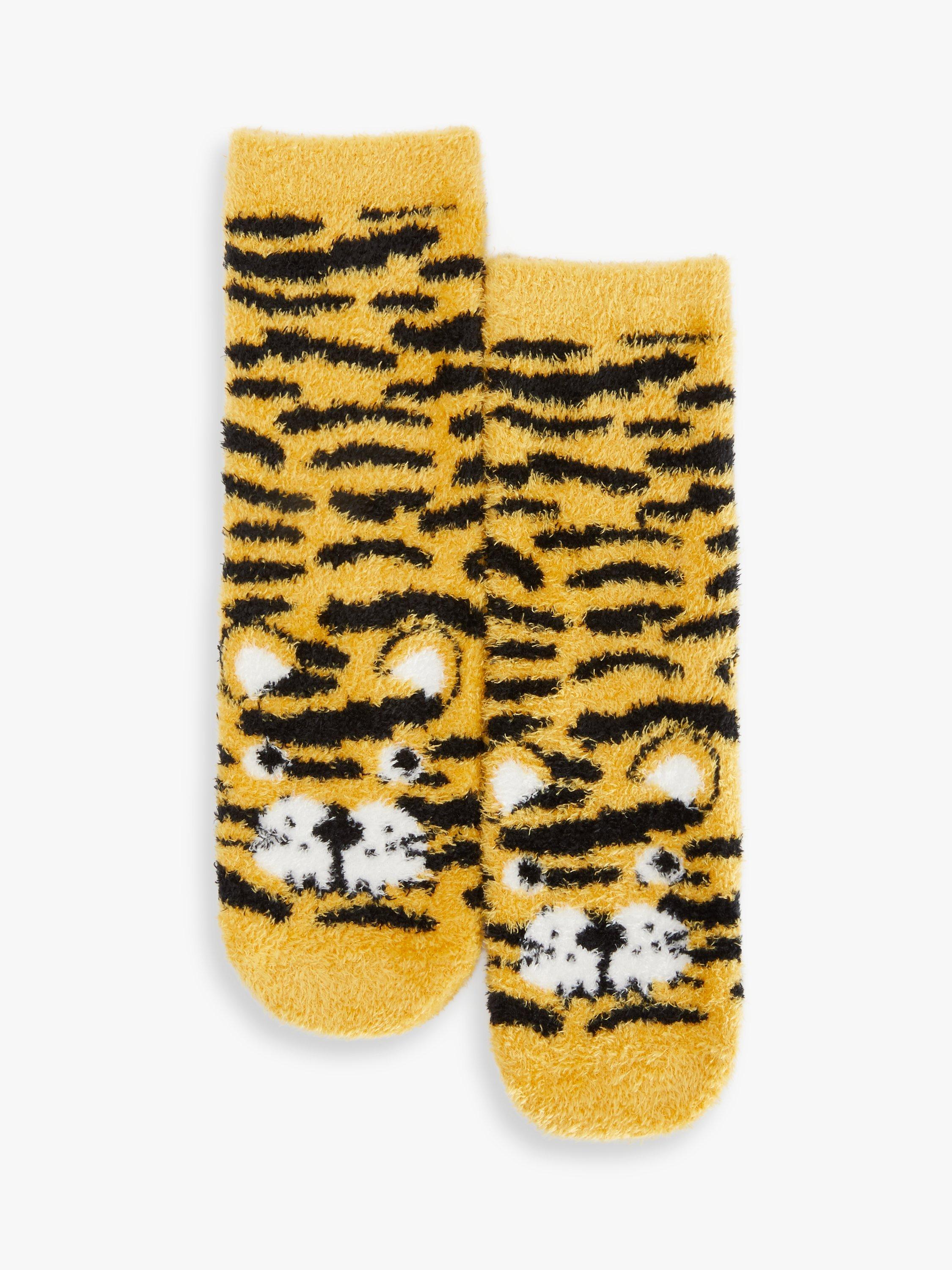 John Lewis Kids' Tiger Slipper Socks, Yellow