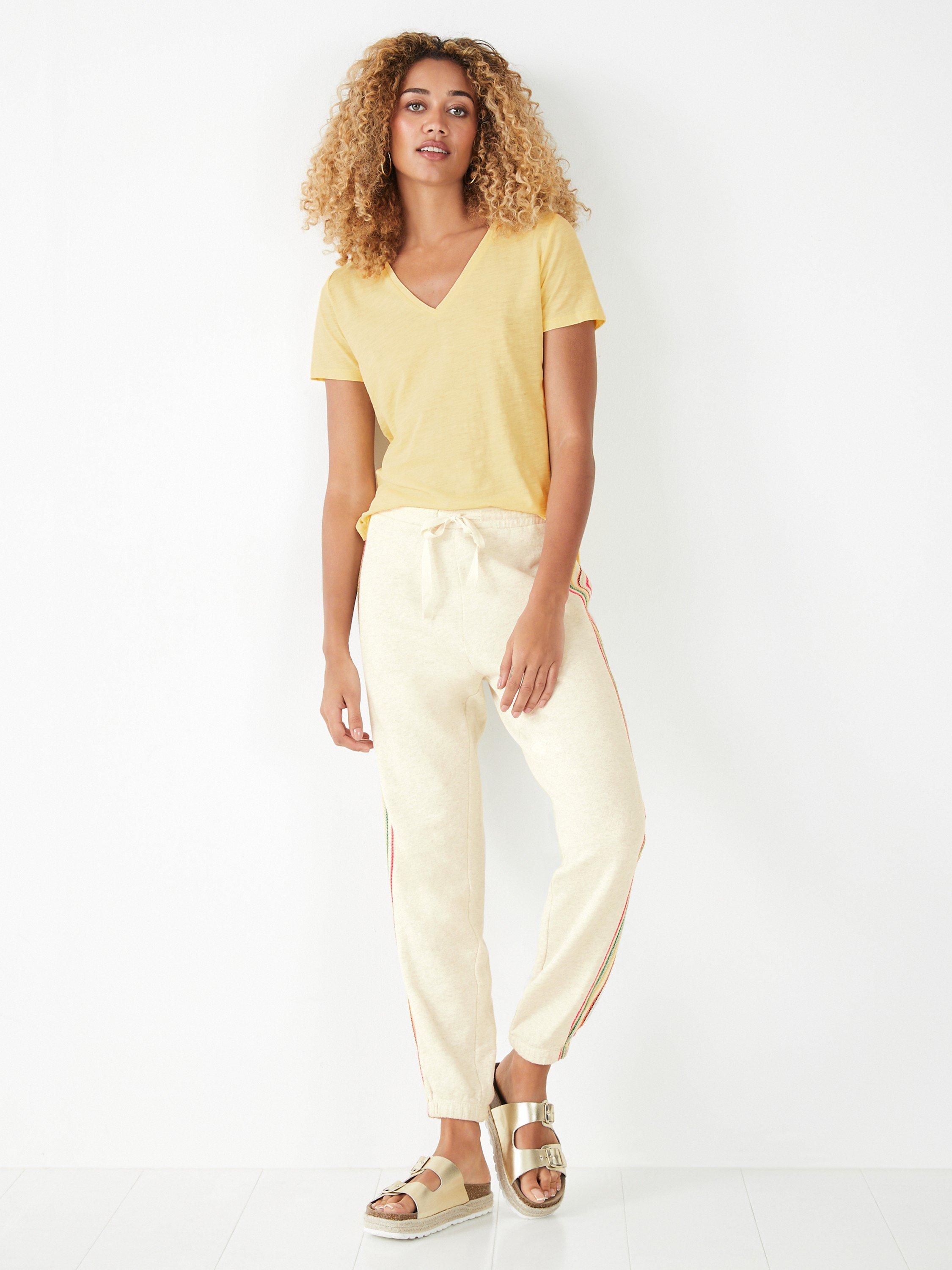 HUSH Cotton Cali Slub V-Neck T-Shirt, Washed Neon Yellow