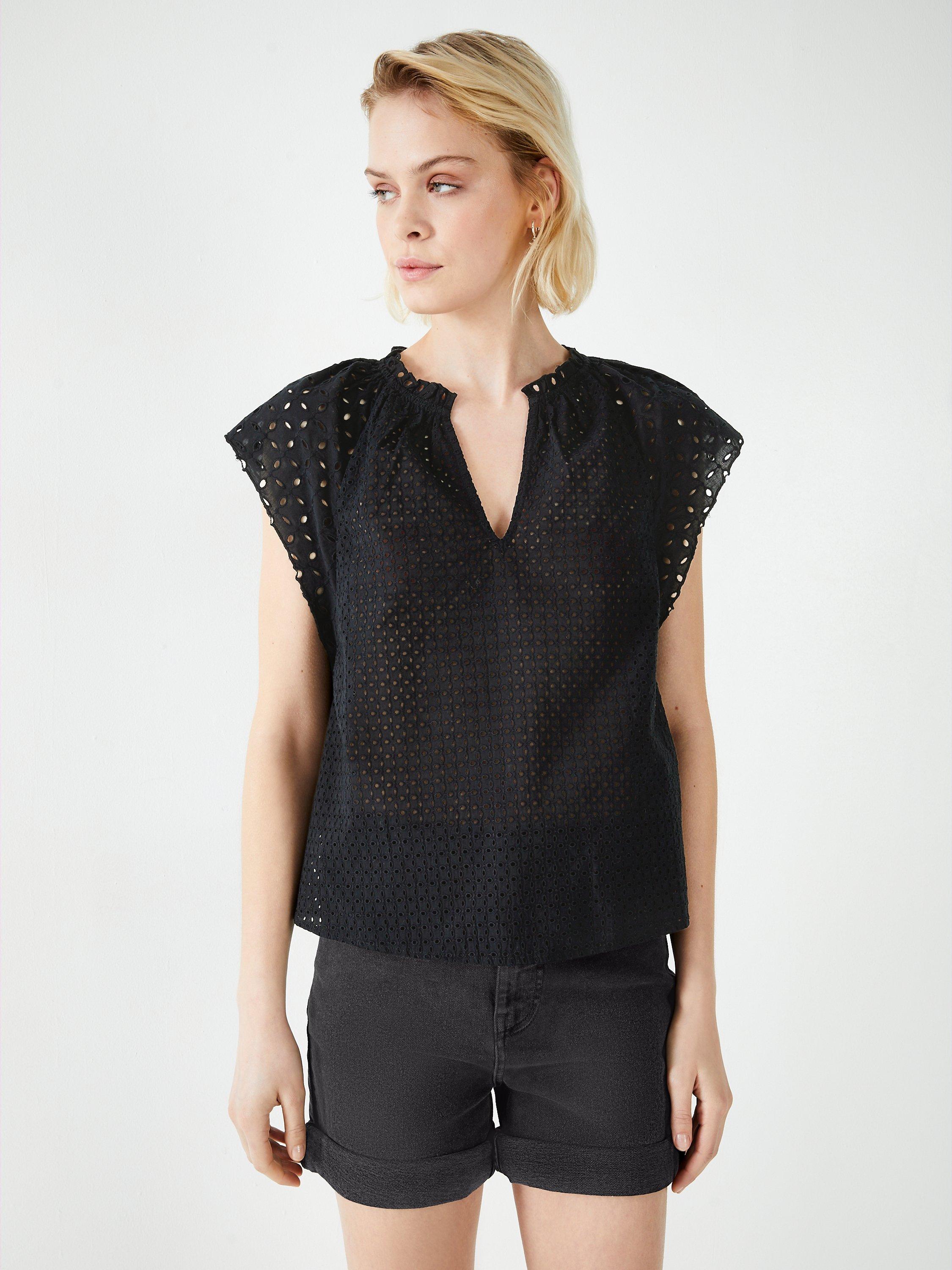 HUSH Katy Cutwork Top, Black