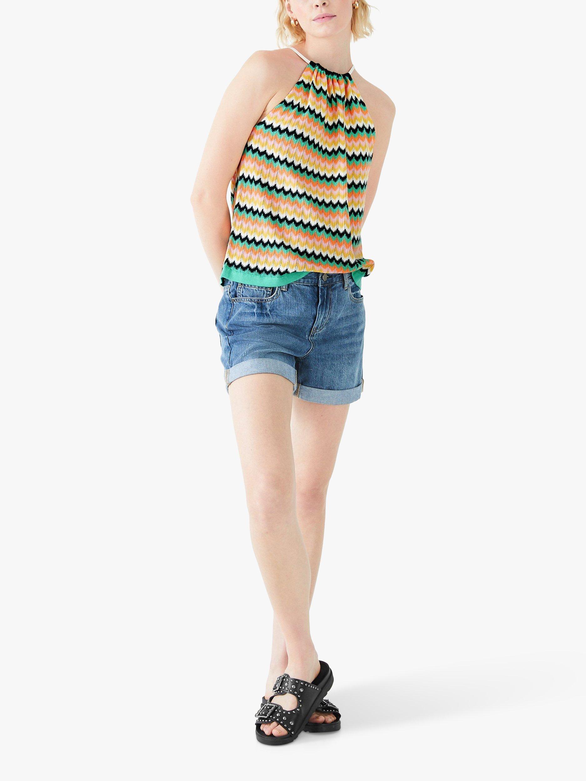 HUSH Nora Chevron Knit Top, Ecru/Multi