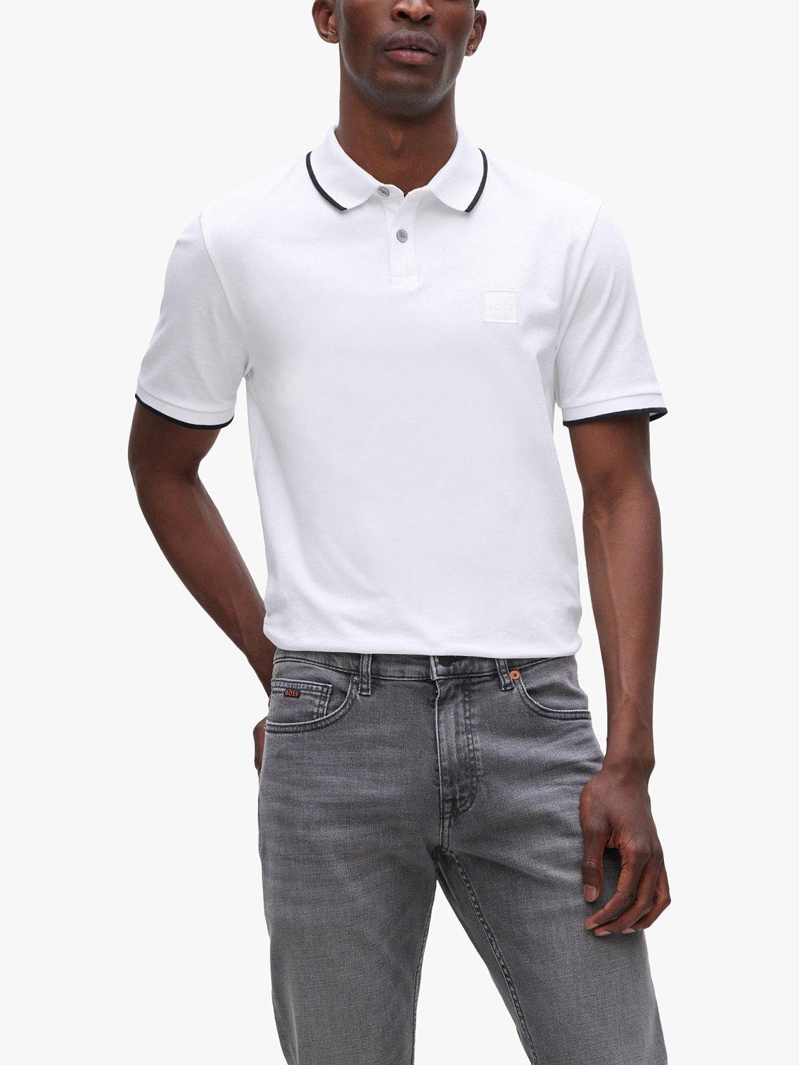 BOSS Passertip Regular Fit Polo Shirt, White